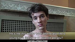 This hottest latin twink sucks and gets bareback facial cumshot from older stud in reality