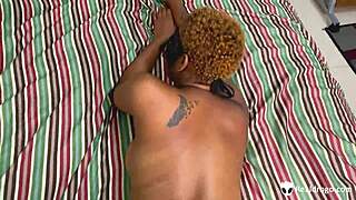 Ebony step daughter rides me horny, ending in creampie cumshot.