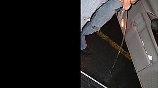 Nearly busted peeing in public by security guards. What a close call!