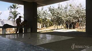 Hey, those twinks are fucking near the football field with friends playing