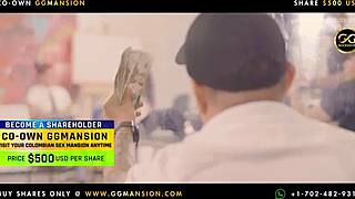 Sucking big juicy tits of a brunette Latina at GGMansion