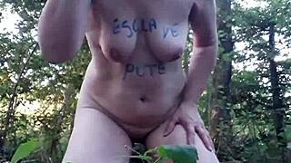 I am a female slave masturbating in the forest