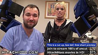 Freshman Bella Ink Experiences Hitachi Wand Orgasms from Doctor Tampa