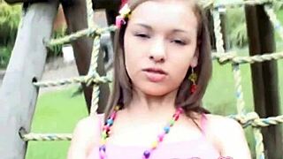 Horny teen Selina gets wild masturbating outdoors. 😈