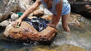 Washing In A River