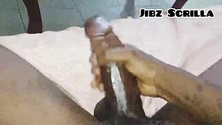 jibz scrilla strokes his big black cock passionately in this reality scene