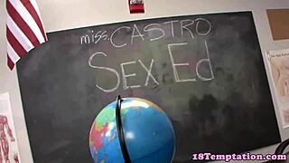 Stepsister Grips Dick Hard in Classroom Roleplay