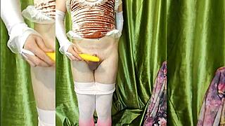 bunnyboy masturbates with corn vibrator