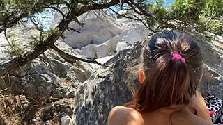 kate rich fucks in mountains, swallows cum