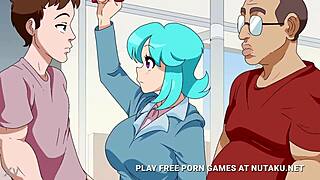 big boobs babe fucked by two guys in metro 😈