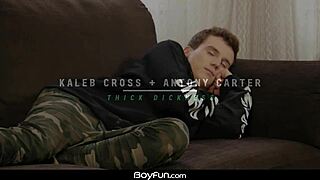 Boyfun - super hung Kaleb Cross unleashes his thick cock inside Antony Carter bareback