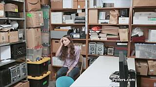 security footage shows guard banging perky thief on hidden cam.