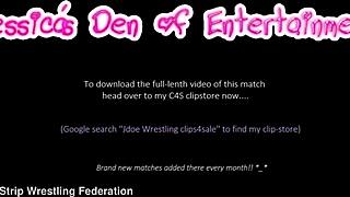 Tag-team bra and panties match strip-wrestling match w loser gets in a nappy diaper ~ the queen of supreme jess west & charlotte anderson vs jessica morgan & tammy sloane