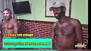 A brunette joins a wild gangbang.