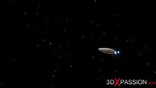 3D Shemale Fucks Horny Girl Hard in Space Station