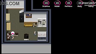 Busty MILF manželka dává glory hole blowjob na veřejné záchodce, gameplay část 18