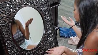 Ebony stepdaughter nia nacci rides big black cock