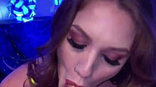 Tattooed woman has a quick encounter behind the scenes