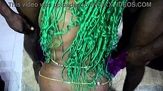 Black milf takes three black cocks in interracial assfucking cumshot