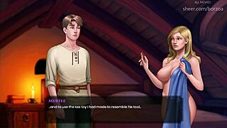 huge boobs blonde inserts small wooden dildo into her shaved pussy