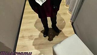 Misscreamy, the hot teacher, sucks and fingers me in the store dressing room until I cum.