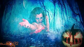 Ghostly ghoulfriend in halloween costume teases with dirty talk joi roleplay.