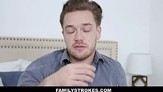 Novinha meia-irmã chata leva foda do irmão postiço