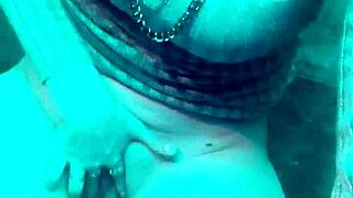 slutty minx fondles pussy while pissing in club toilet