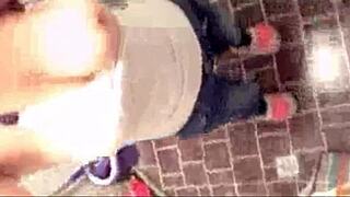 girl shows off huge tits in toilet 😍 cumshot follows