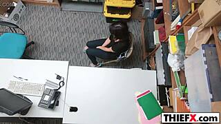 Penelope Reed, the teen thief, gets punished with blowjob in the office garage.
