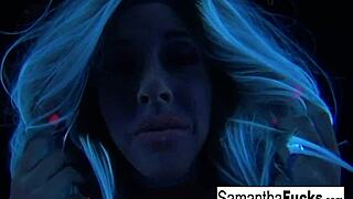 Samantha Saint Gets Off In This Super Hot Black Light Solo.