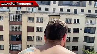 i cum hard on hotel balcony