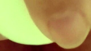 Intense pussy fucking with dildo leads to squirting.