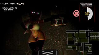 Femdom chair sex with the bear mask in hentai game