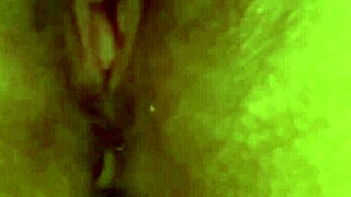 Intense pussy fucking with dildo leads to squirting.