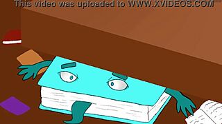 Library secrets unfold with busty blonde cartoon babe.