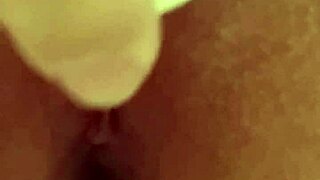 Intense pussy fucking with dildo leads to squirting.