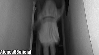The ghost was caught on camera at the Halloween party, looking very scary