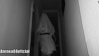 The ghost was caught on camera at the Halloween party, looking very scary