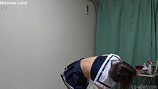 Japanese girl Hina Nanase slowly undresses her uniform on webcam