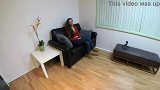 Audrey Decker undergoes a casting interview in a professional setting