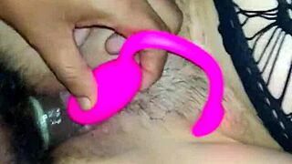 He pounds my ass with vibrator in pussy