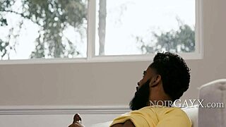 Ebony Twink Invites Peeping Black Neighbor For Bareback Anal With Monster Cock