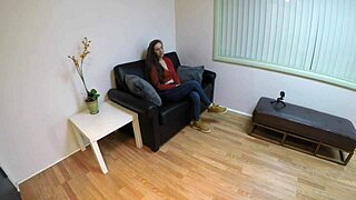 Audrey Decker undergoes a casting interview in a professional setting