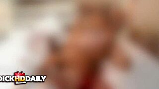 This submissive ebony slut screams while getting bent over and fucked hard with a big black cock.