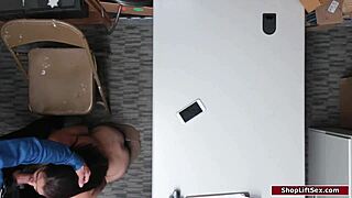 female thief gets caught stealing items at work and faces consequences from the burglar in a group setting