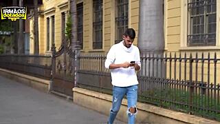 Teen twink ends the argument with a bareback assfucking in public.