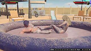 Misty Wrestles Naked Against Okan in Intense 3D Sex Fight