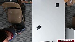 female thief gets caught stealing items at work and faces consequences from the burglar in a group setting