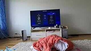 Playing FIFA while I tease your little 18+ cock